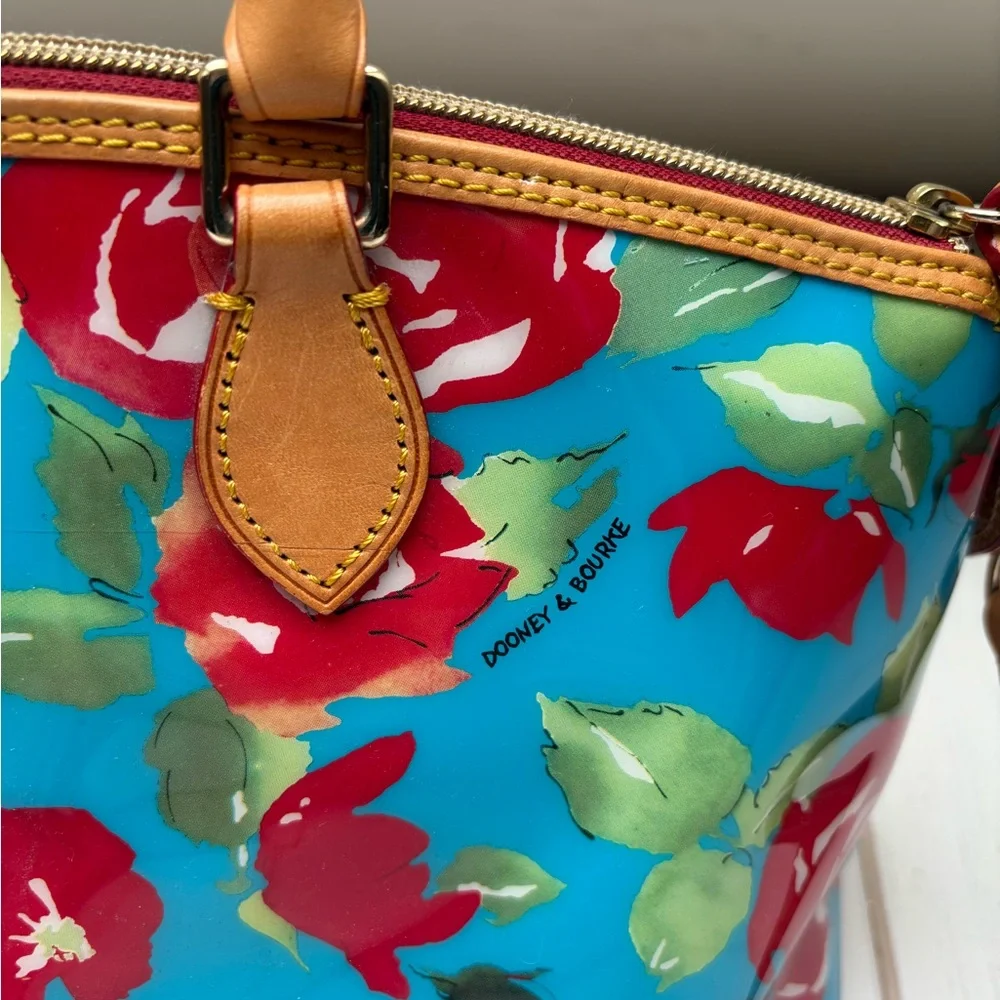 Dooney & Bourke Blue Floral Satchel Handbag - Picture 7 of 17
